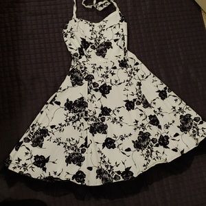 Black and White Floral Pattern Halter top dress